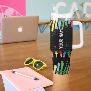 Personalized Teacher Tumbler With Handle Quote It Is A Beautiful Day To Teach Tiny Humans TS04 Print Your Wear