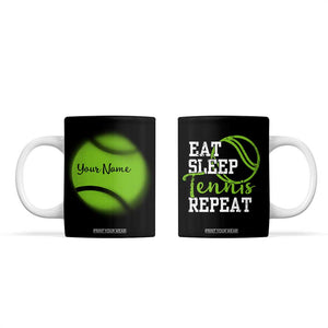 Personalized Tennis Player Coffee Mug Custom Name Eat Sleep Tennis Repeat TB09 Black Print Your Wear