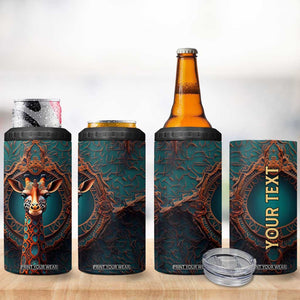 Personalized Tribal Giraffe 4 in 1 Can Cooler Tumbler with Colorful Ethnic Design TS04 Print Your Wear