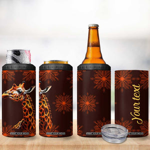Personalized Tribal Giraffe 4 in 1 Can Cooler Tumbler with Ethnic Pattern Design TS04 Print Your Wear