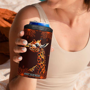 Personalized Tribal Giraffe 4 in 1 Can Cooler Tumbler with Ethnic Pattern Design TS04 Print Your Wear
