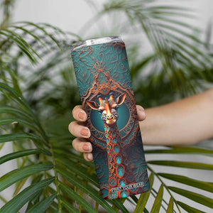 Personalized Tribal Giraffe Skinny Tumbler with Colorful Ethnic Design TS04 Print Your Wear