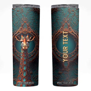 Personalized Tribal Giraffe Skinny Tumbler with Colorful Ethnic Design TS04 Multicolor Print Your Wear