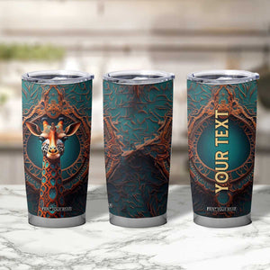 Personalized Tribal Giraffe Tumbler Cup with Colorful Ethnic Design TS04 Print Your Wear