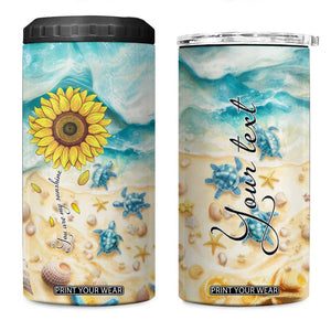 Personalized Turtle 4 in 1 Can Cooler Tumbler with Artistic Oceanic Theme Design TS04 One Size: 16 oz Multicolor Print Your Wear