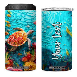 Personalized Turtle 4 in 1 Can Cooler Tumbler with Paper Quilling Art Style TS04 One Size: 16 oz Multicolor Print Your Wear