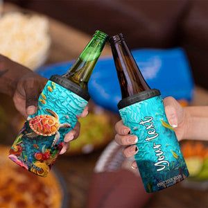 Personalized Turtle 4 in 1 Can Cooler Tumbler with Paper Quilling Art Style TS04 Print Your Wear