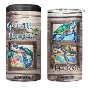 Personalized Turtle Quote 4 in 1 Can Cooler Tumbler Go With The Flow Relaxed Style TS04 One Size: 16 oz Multicolor Print Your Wear