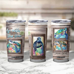 Personalized Turtle Quote Tumbler Cup Go With The Flow Relaxed Style TS04 Print Your Wear
