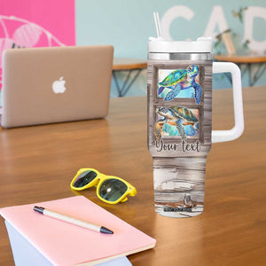 Personalized Turtle Quote Tumbler With Handle Go With The Flow Relaxed Style TS04 Print Your Wear