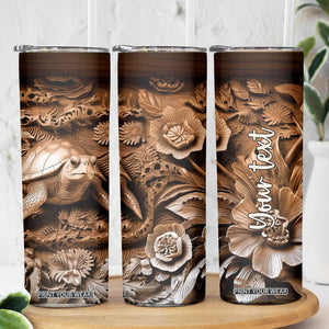 Personalized Turtle Skinny Tumbler with Leather Carving Artistic Design TS04 Print Your Wear