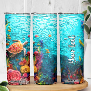 Personalized Turtle Skinny Tumbler with Paper Quilling Art Style TS04 Print Your Wear