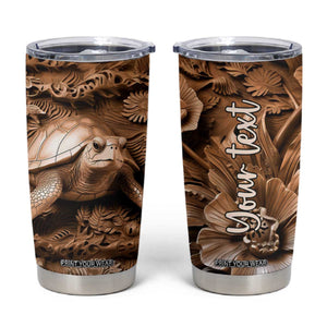 Personalized Turtle Tumbler Cup with Leather Carving Artistic Design TS04 Multicolor Print Your Wear