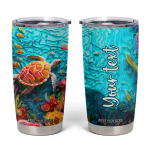 Personalized Turtle Tumbler Cup with Paper Quilling Art Style TS04 Multicolor Print Your Wear