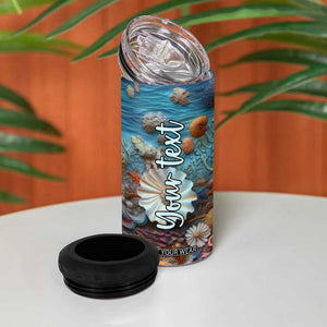 Personalized Turtles in the Ocean 4 in 1 Can Cooler Tumbler with Plaster Carving Style TS04 Print Your Wear