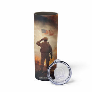 Personalized Veteran Hand Salute Skinny Tumbler with Patriotic Style TS04 Print Your Wear
