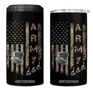 Personalized Vintage U.S. Army Dad 4 in 1 Can Cooler Tumbler Custom Name Tag Proud Military Family Member Soldier Graduation TS10 One Size: 16 oz Black Print Your Wear