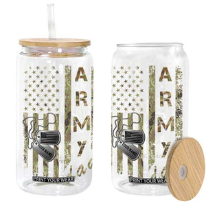 Personalized Vintage U.S. Army Dad Glass Can Custom Name Tag Proud Military Family Member Soldier Graduation TS10 Black Print Your Wear