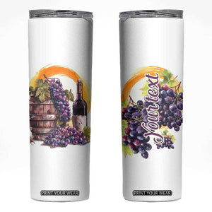 Personalized Wine Barrel and Grapes Skinny Tumbler with Vineyard Theme TS04 Multicolor Print Your Wear