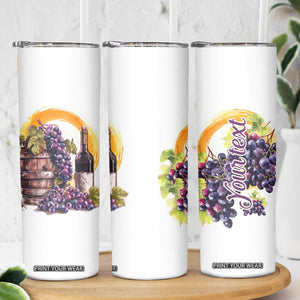 Personalized Wine Barrel and Grapes Skinny Tumbler with Vineyard Theme TS04 Print Your Wear