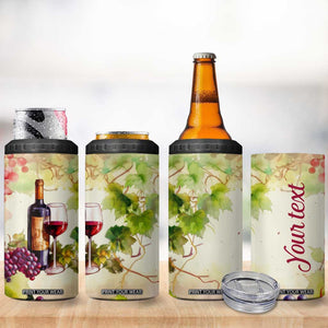 Personalized Wine Bottle and Glass 4 in 1 Can Cooler Tumbler with Classic Design TS04 Print Your Wear