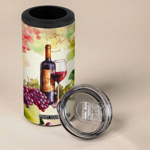 Personalized Wine Bottle and Glass 4 in 1 Can Cooler Tumbler with Classic Design TS04 Print Your Wear