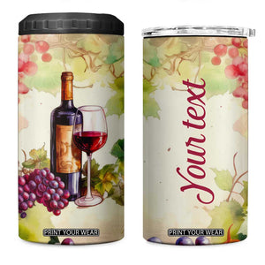 Personalized Wine Bottle and Glass 4 in 1 Can Cooler Tumbler with Classic Design TS04 One Size: 16 oz Multicolor Print Your Wear