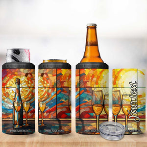 Personalized Wine Design 4 in 1 Can Cooler Tumbler with Stained Glass Art Style TS04 Print Your Wear