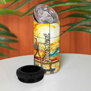 Personalized Wine Design 4 in 1 Can Cooler Tumbler with Stained Glass Art Style TS04 Print Your Wear