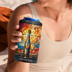Personalized Wine Design 4 in 1 Can Cooler Tumbler with Stained Glass Art Style TS04 Print Your Wear