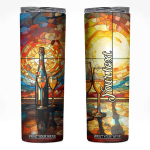 Personalized Wine Design Skinny Tumbler with Stained Glass Art Style TS04 Multicolor Print Your Wear