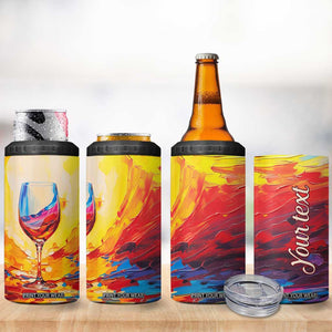 Personalized Wine Glass 4 in 1 Can Cooler Tumbler with Artistic Painting Style TS04 Print Your Wear