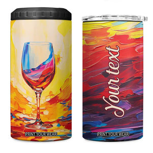 Personalized Wine Glass 4 in 1 Can Cooler Tumbler with Artistic Painting Style TS04 One Size: 16 oz Multicolor Print Your Wear