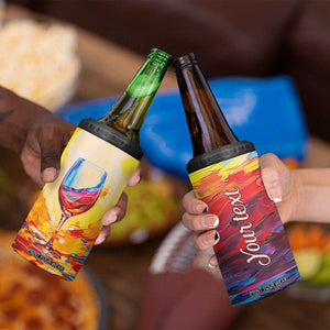 Personalized Wine Glass 4 in 1 Can Cooler Tumbler with Artistic Painting Style TS04 Print Your Wear