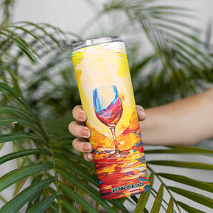 Personalized Wine Glass Skinny Tumbler with Artistic Painting Style TS04 Print Your Wear