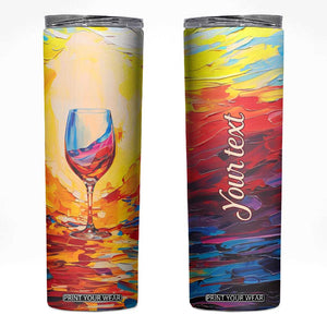 Personalized Wine Glass Skinny Tumbler with Artistic Painting Style TS04 Multicolor Print Your Wear