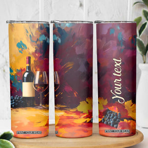 Personalized Wine Illustration Skinny Tumbler with Artistic Detailing TS04 Print Your Wear