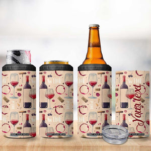 Personalized Wine Pattern 4 in 1 Can Cooler Tumbler with Elegant Decorative Design TS04 Print Your Wear