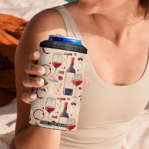 Personalized Wine Pattern 4 in 1 Can Cooler Tumbler with Elegant Decorative Design TS04 Print Your Wear