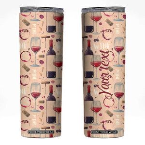 Personalized Wine Pattern Skinny Tumbler with Elegant Decorative Design TS04 Multicolor Print Your Wear