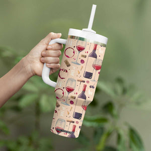 Personalized Wine Pattern Tumbler With Handle with Elegant Decorative Design TS04 Print Your Wear