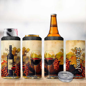 Personalized Wine Theme 4 in 1 Can Cooler Tumbler with Vintage Style Illustration TS04 Print Your Wear