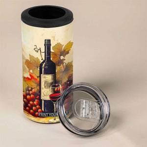 Personalized Wine Theme 4 in 1 Can Cooler Tumbler with Vintage Style Illustration TS04 Print Your Wear