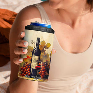 Personalized Wine Theme 4 in 1 Can Cooler Tumbler with Vintage Style Illustration TS04 Print Your Wear