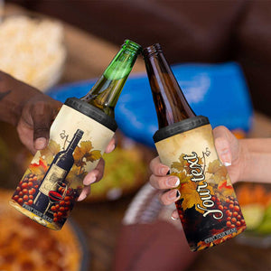 Personalized Wine Theme 4 in 1 Can Cooler Tumbler with Vintage Style Illustration TS04 Print Your Wear