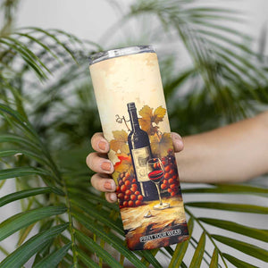 Personalized Wine Theme Skinny Tumbler with Vintage Style Illustration TS04 Print Your Wear