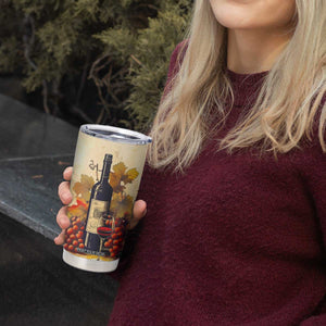 Personalized Wine Theme Tumbler Cup with Vintage Style Illustration TS04 Print Your Wear