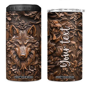 Personalized Wolf 4 in 1 Can Cooler Tumbler with Leather Carving Artistic Design TS04 One Size: 16 oz Multicolor Print Your Wear
