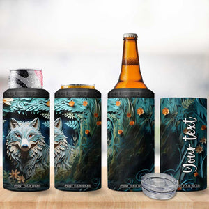 Personalized Wolf 4 in 1 Can Cooler Tumbler with Paper Quilling Art Design TS04 Print Your Wear