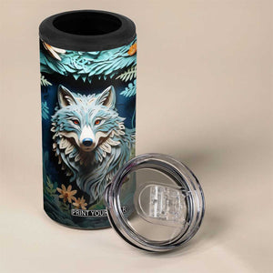 Personalized Wolf 4 in 1 Can Cooler Tumbler with Paper Quilling Art Design TS04 Print Your Wear